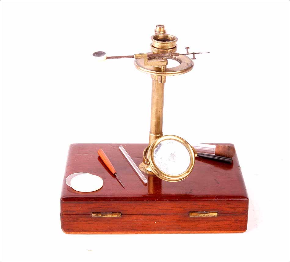Antique Pocket or Field Microscope in its Original Case. Made Circa