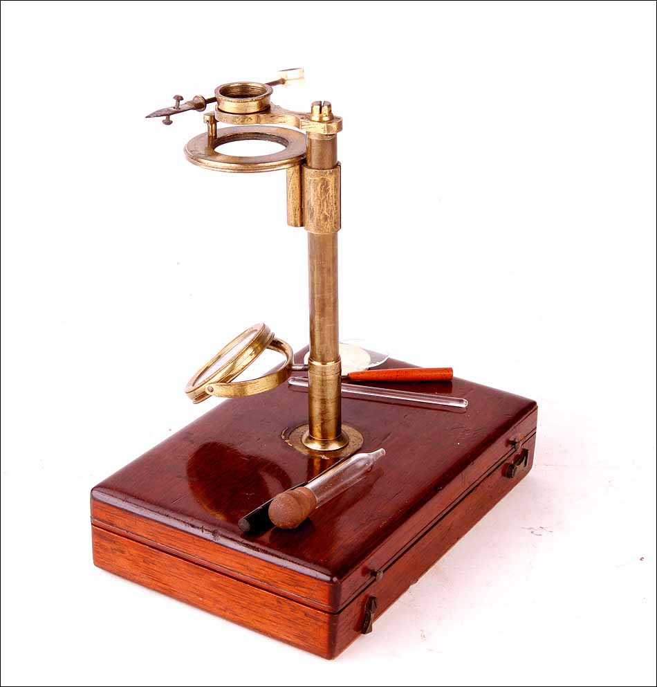 Antique Pocket or Field Microscope in its Original Case. Made Circa
