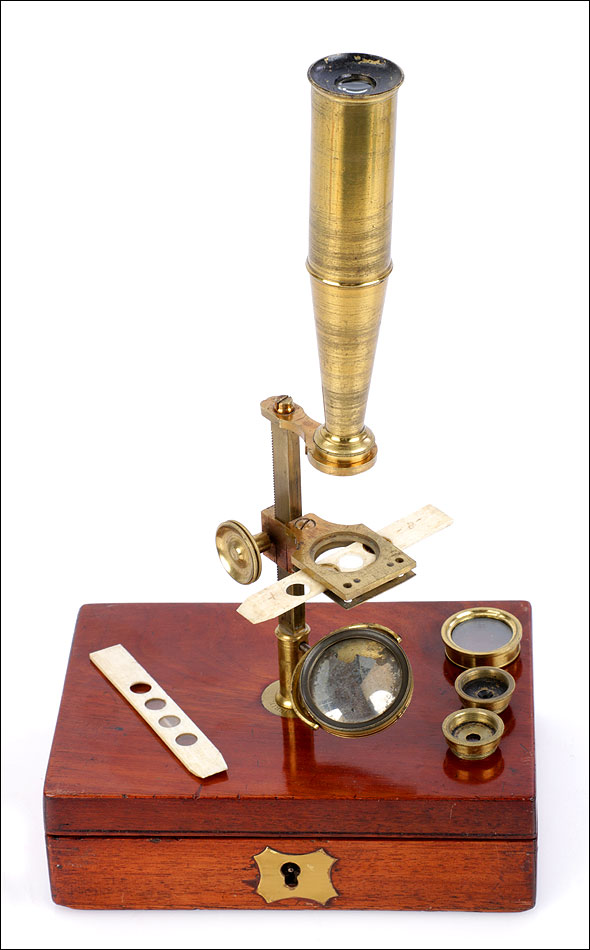 Microscopio Compuesto Tipo Cary. Antiguo. Inglaterra, Circa 1850