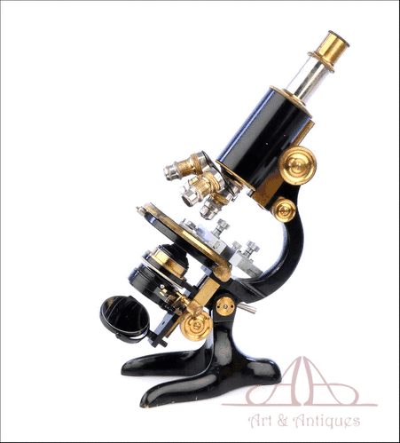 Microscopio Antiguo Profesional Otto Seibert. Alemania, Circa 1920