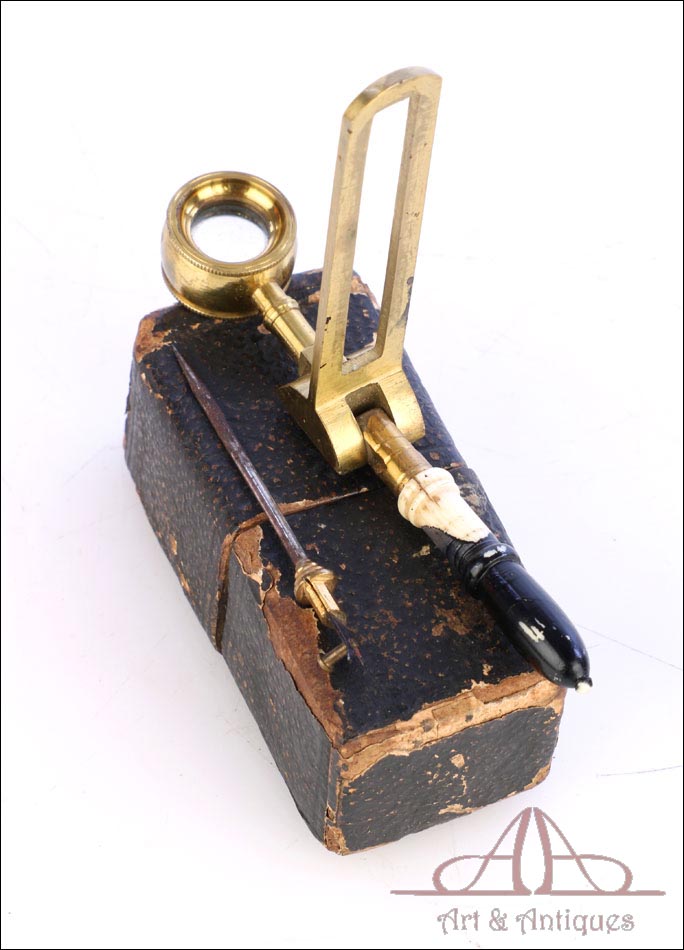 Microscopio Botánico de Bolsillo Tipo Jones. Inglaterra 1840