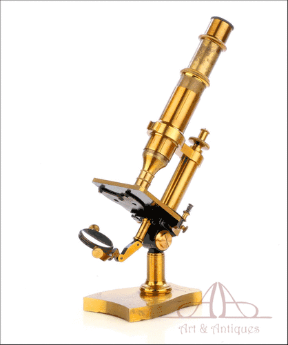 Antiguo Microscopio Nachet Modelo Moyen nº 9. Francia, 1890