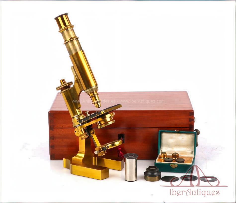 Microscopio Antiguo C. Verick de Latón. Francia, 1890