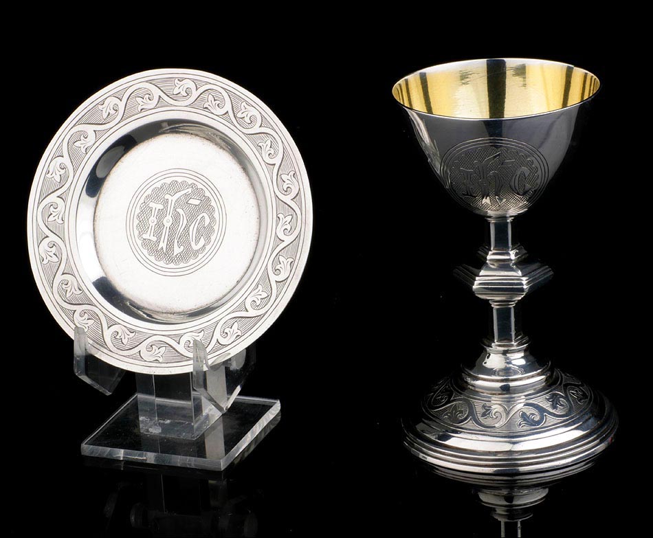 Antiguo Cáliz de Viaje en Plata Maciza. Inglaterra 1855