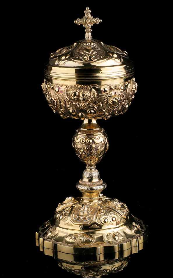 Copón Antiguo en Plata Maciza Dorada - AR-C-441