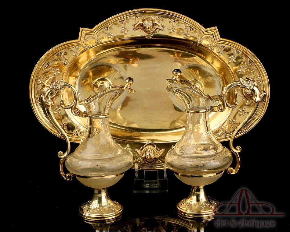 Antiguas Vinajeras Litúrgicas en Plata. Francia, Siglo XIX