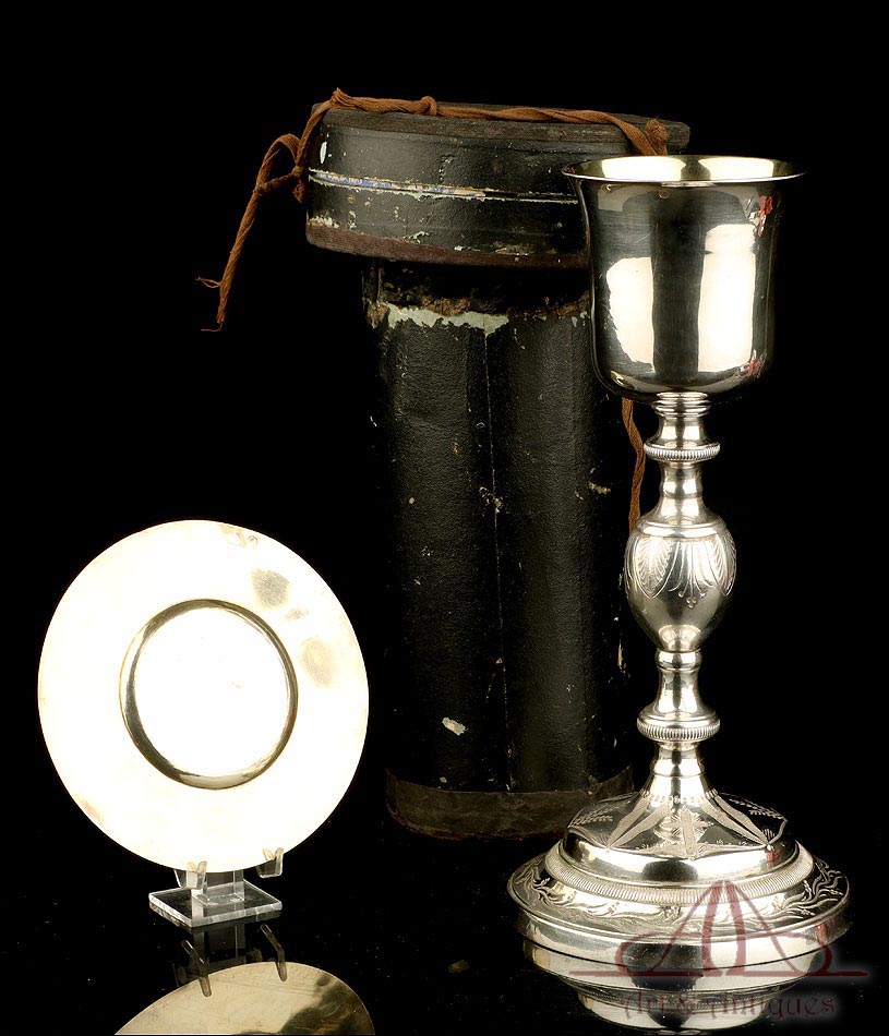 Antiguo Cáliz en Plata Maciza y Metal. Francia 1819-1838