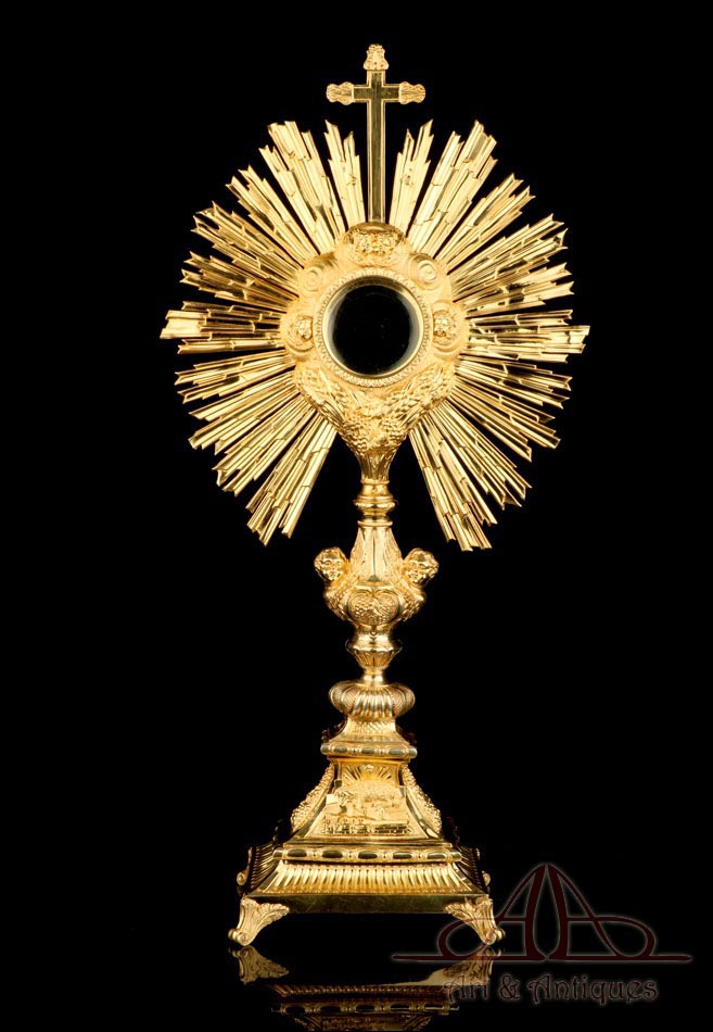 Antigua Custodia de Plata Dorada. París, Francia, Circa 1820