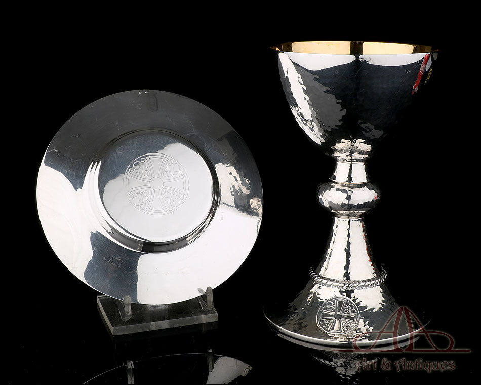 Cáliz y Patena de Plata Maciza. Vintage. Siglo XX