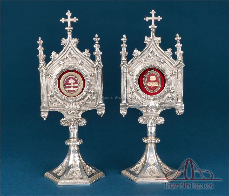 Relicarios Neogóticos Meneses. Reliquias de la Familia de María. España c. 1900