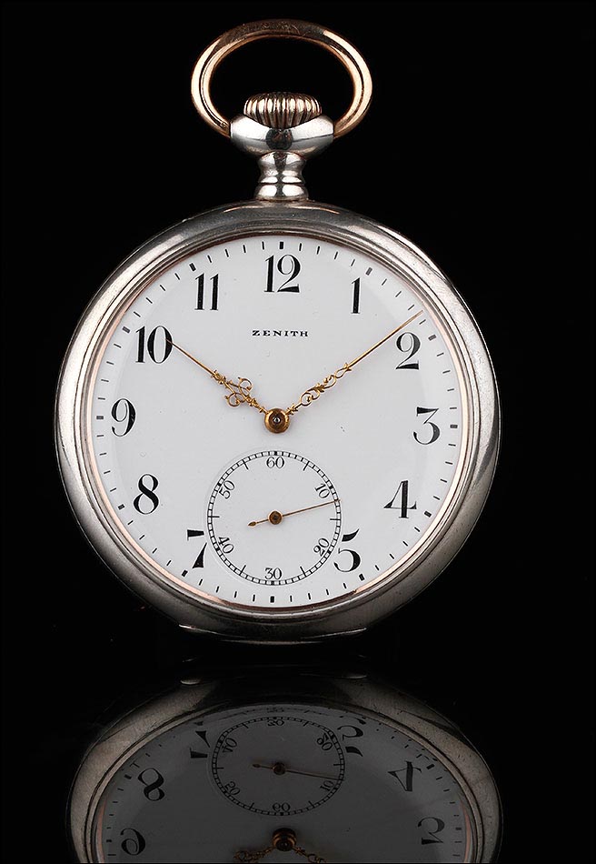 Reloj de Bolsillo de Plata Zenith Fabricado Suiza en 1915. Muy Bien Conservado y Funcionando
