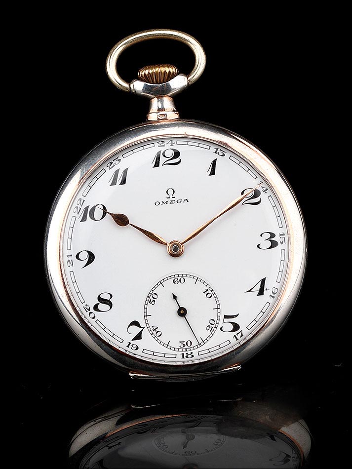 Reloj de Bolsillo Omega Plata Maciza Contrastada. Suiza, 1934. Funcionando