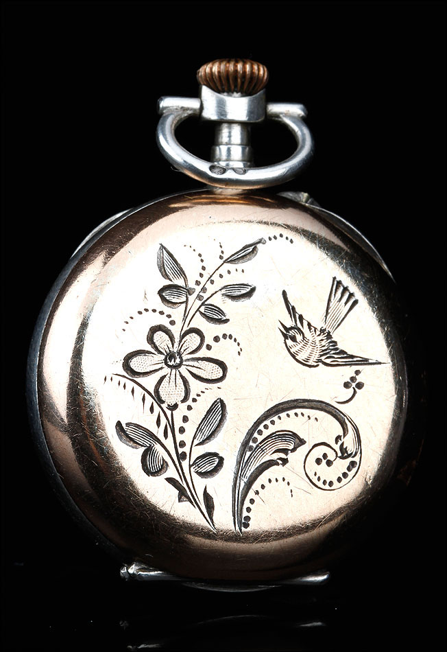Reloj de Bolsillo Antiguo de Plata Dorada, 1895