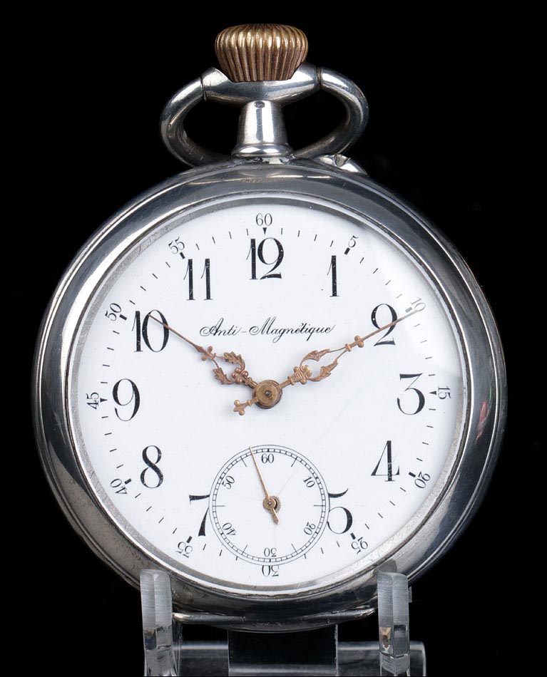 Sobredimensionado Reloj de Bolsillo Antiguo en Plata