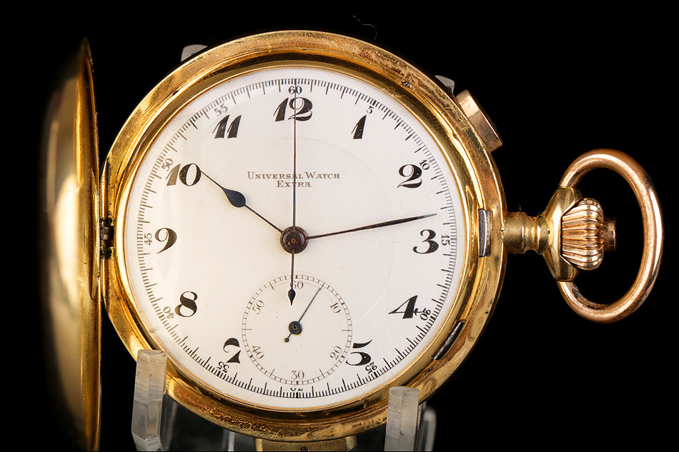 Reloj de Bolsillo. Oro de 18K Antiguo. Sonería a minutos y cronómetro.