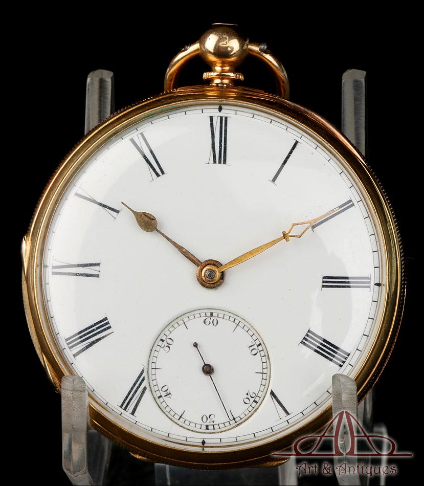 Reloj de Bolsillo Semi-Catalino Antiguo. Oro de 18K. Inglaterra, 1869