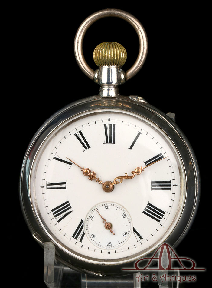 Reloj de Bolsillo Antiguo. Plata. Circa 1890.