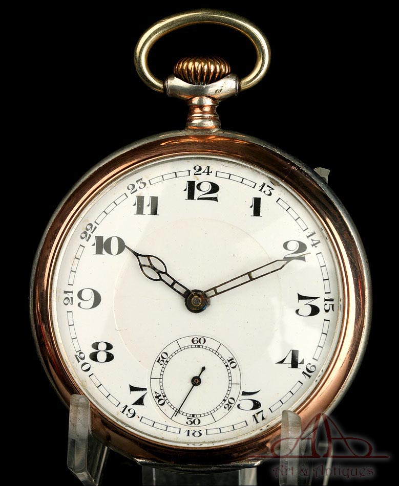 Reloj de Bolsillo Antiguo de Plata. Alemania, Circa 1930