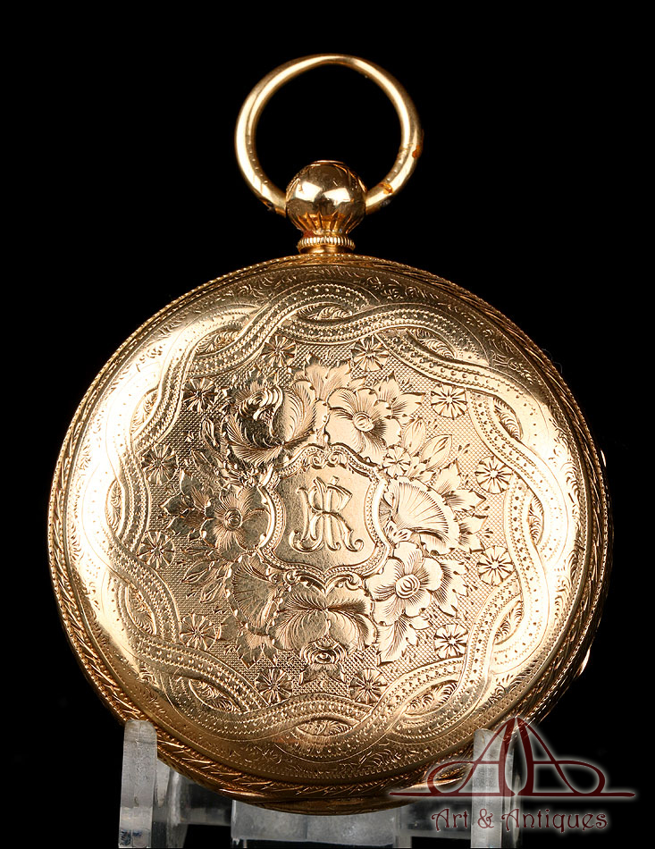 Antiguo Reloj de Bolsillo Semi-Catalino. Oro 18K. Inglaterra, 1874