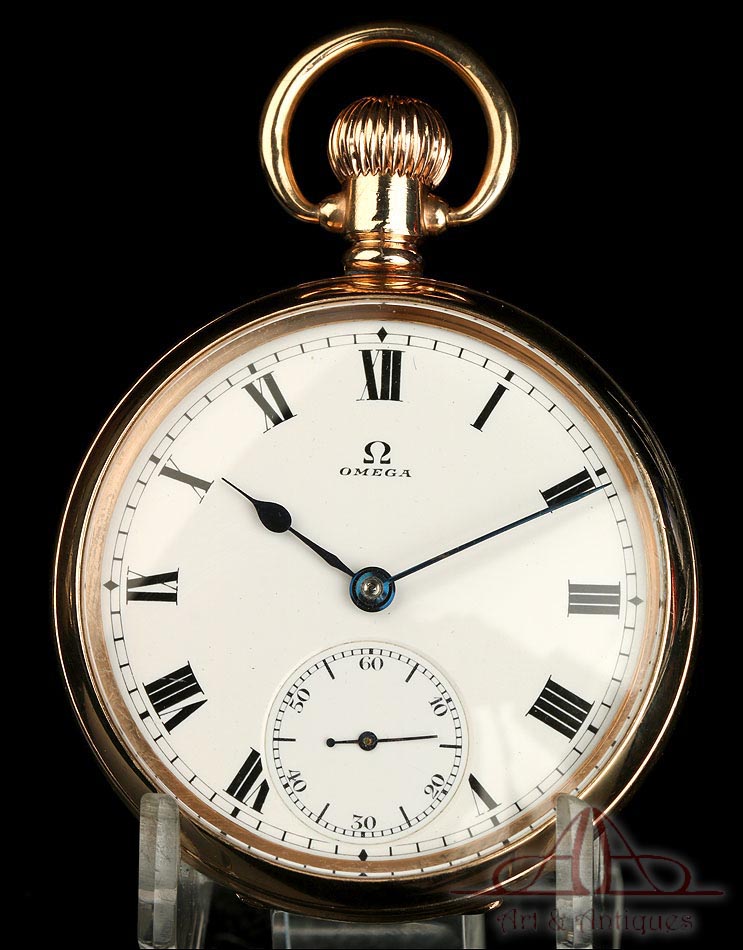 Antiguo Reloj de Bolsillo Chapado en Oro Omega. Suiza, Circa 1920