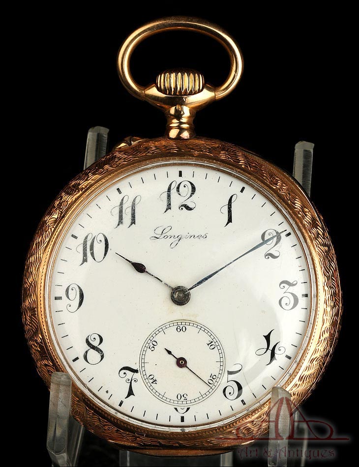 Antiguo Reloj de Bolsillo Longines. Oro de 18K. Suiza, Circa 1900