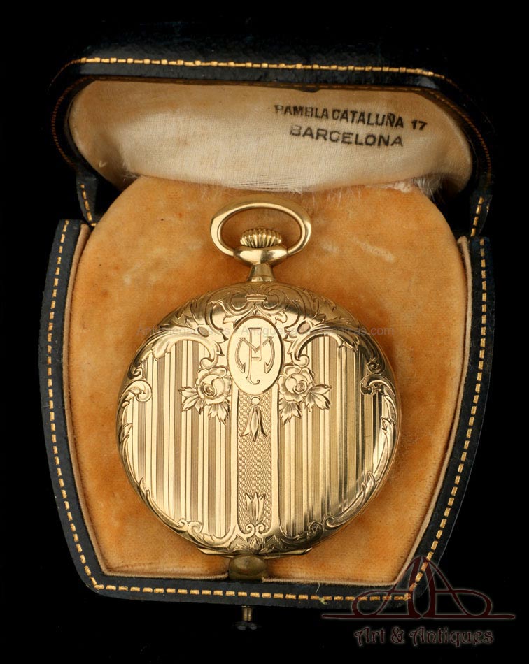 Antiguo Reloj de Bolsillo Longines. Oro de 18K. Suiza, Circa 1920