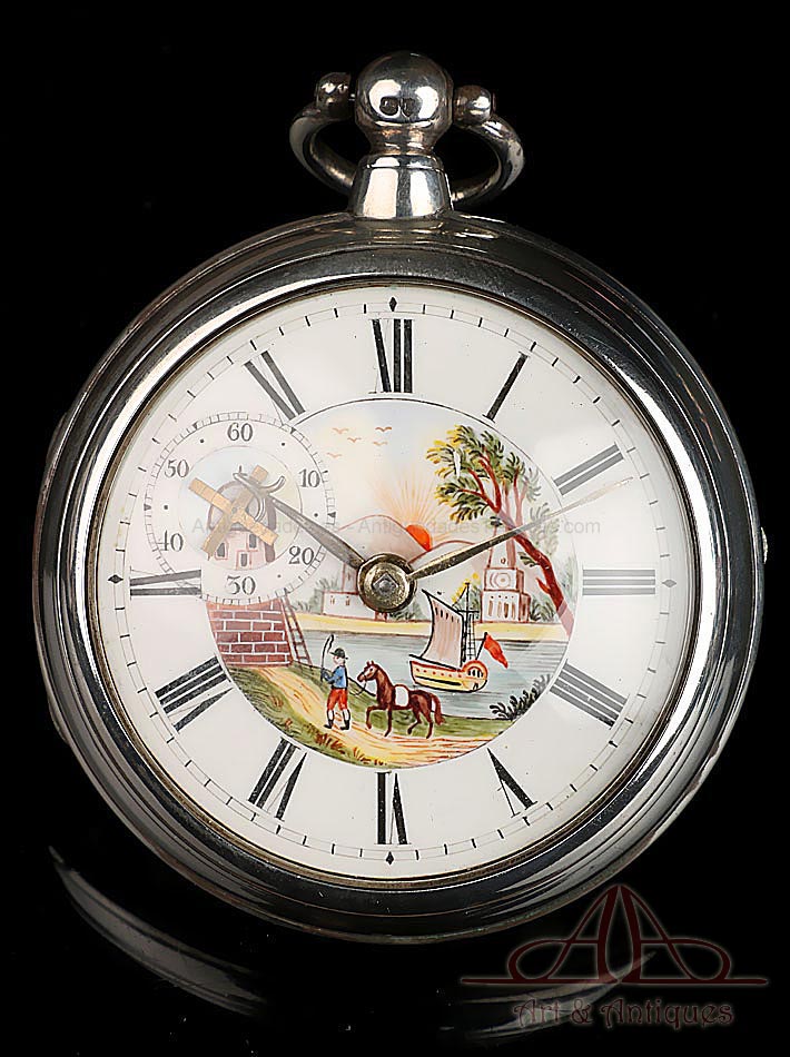 Antiguo Reloj de Bolsillo Catalino Autómata de Plata. Joseph White, Inglaterra, 1886