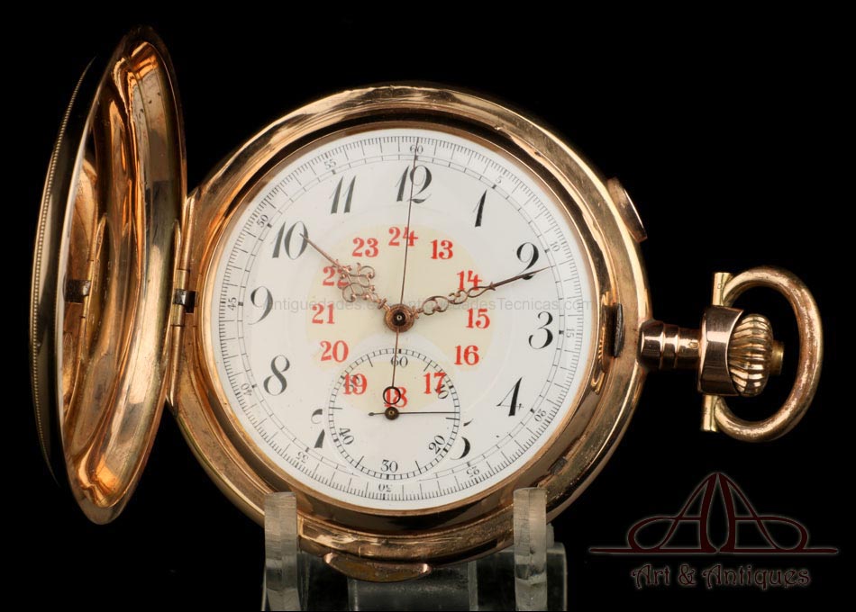 Antiguo Reloj de Bolsillo de Oro. Sonería a Minutos. Cronómetro. Suiza, Circa 1910