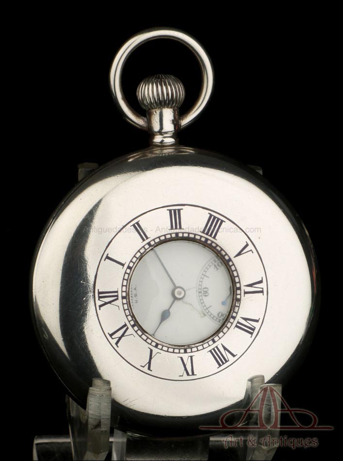 Antiguo Reloj de Bolsillo Waltham en Plata. USA-Inglaterra, 1912