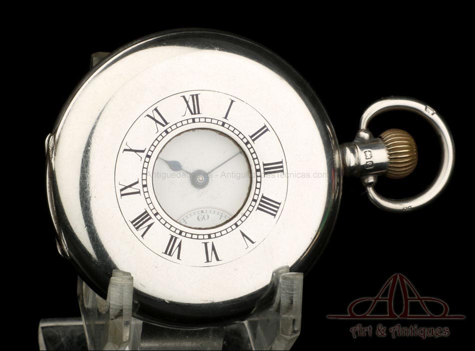 Antiguo Reloj de Bolsillo Waltham de Plata Maciza. USA-Inglaterra, 1924