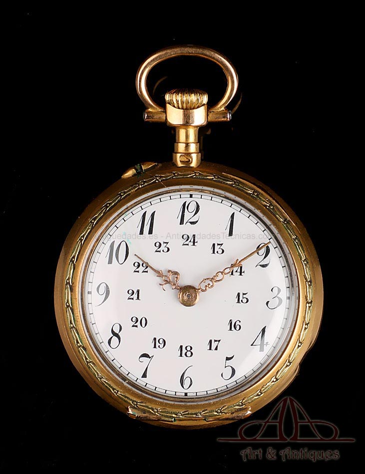 Antiguo Reloj de Bolsillo Para Señora. Le Coultre. Oro 18K. Diamantes. Circa 1890