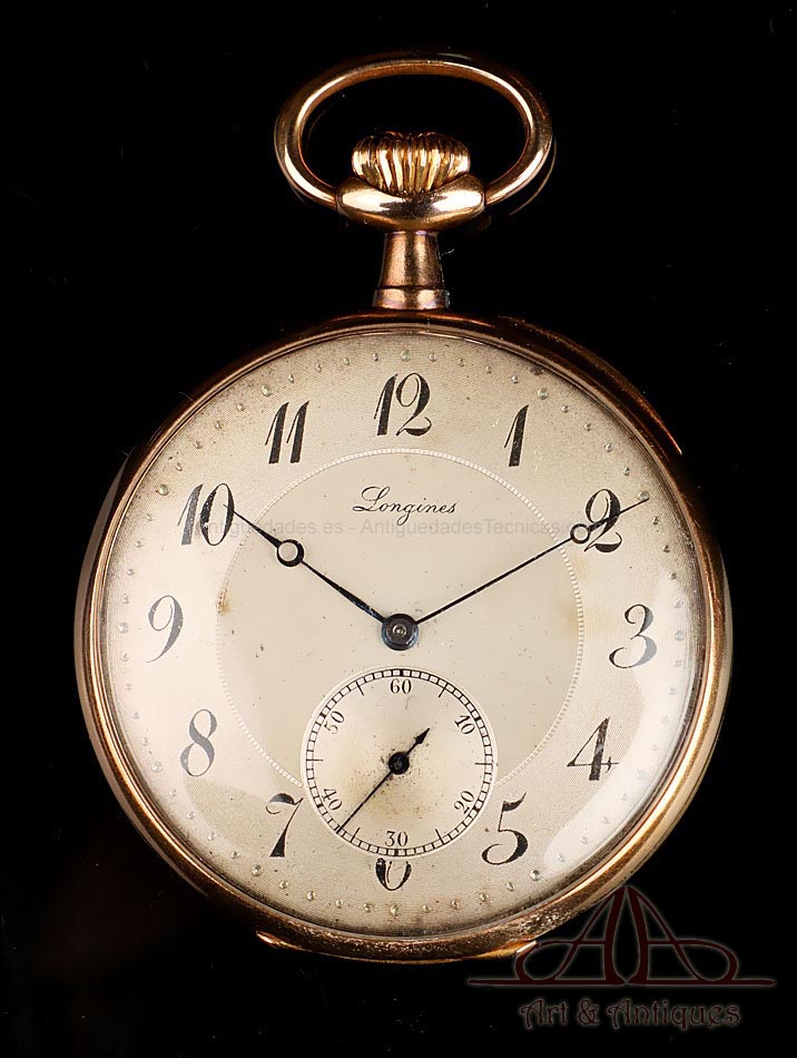 Reloj de Bolsillo Antiguo Longines. Oro de 18K. Suiza, Circa 1930