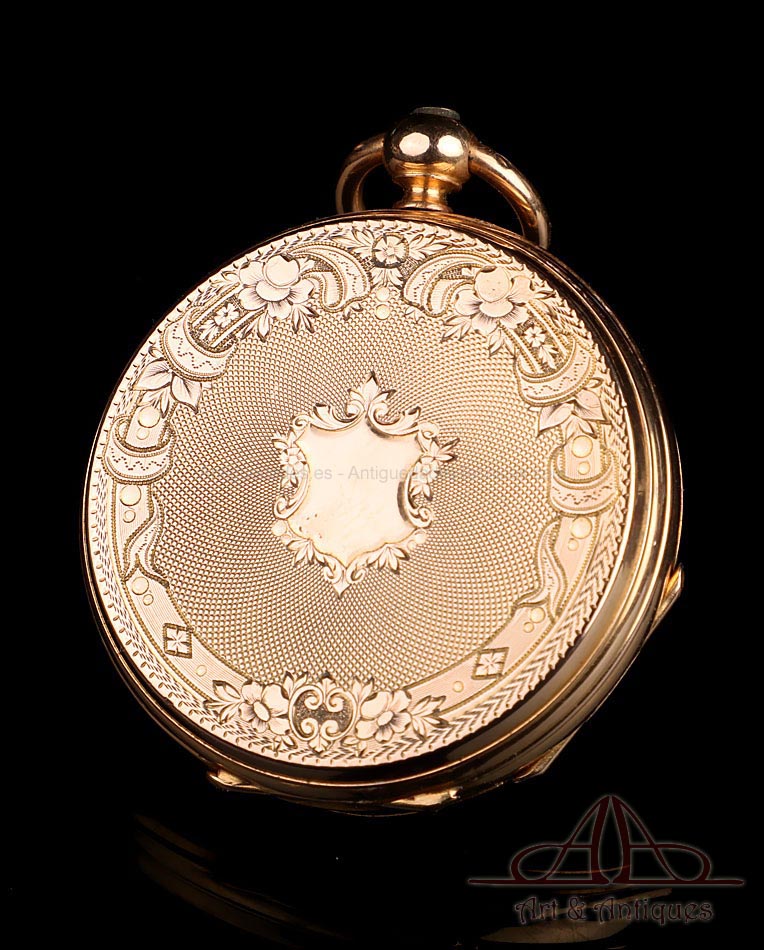 Reloj de Bolsillo Antiguo para Señora. Oro de 18K. Francia, Circa 1870