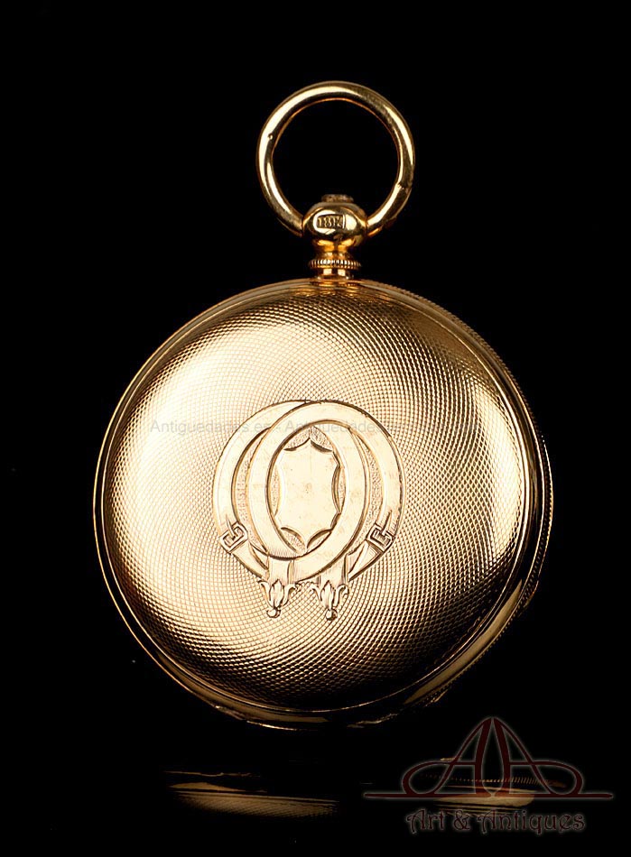 Antiguo Reloj de Bolsillo Inglés. 3 Tapas. Oro 18K. Inglaterra, Circa 1870