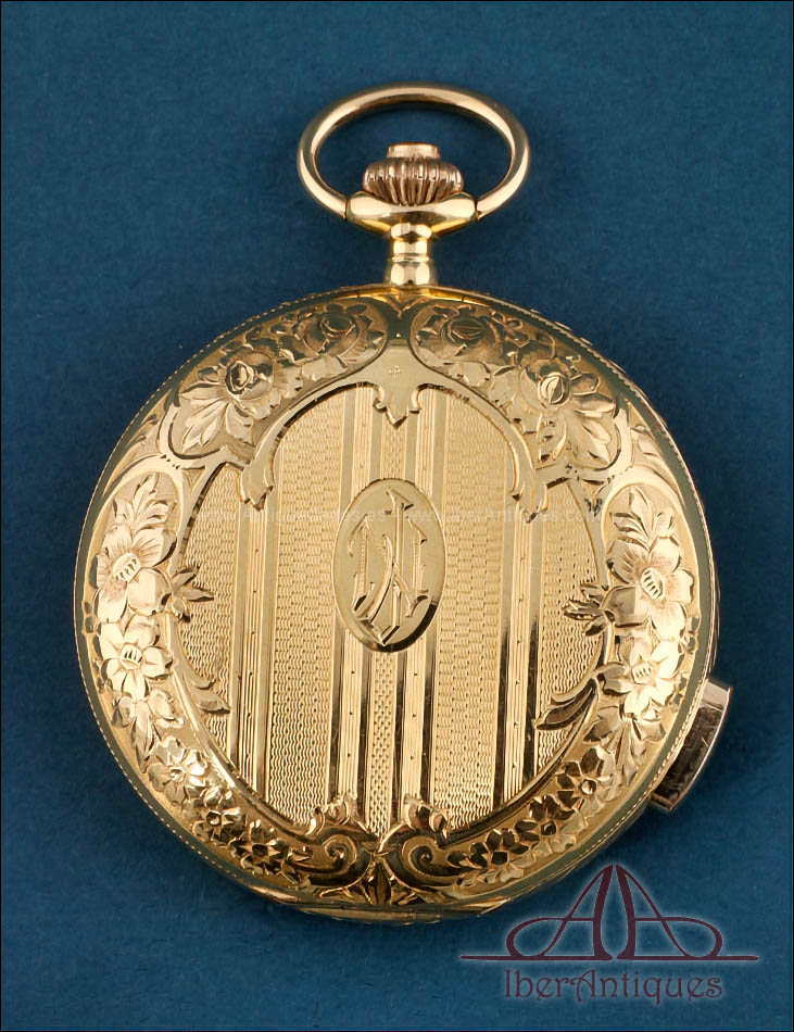 Reloj de Bolsillo Antiguo Eberhard & Co., Oro 18K con Sonería a Minutos. Suiza, ca.1890