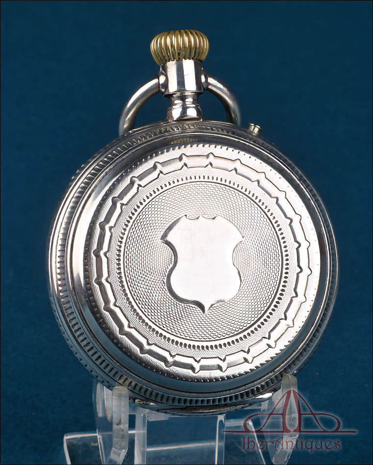 Reloj de Bolsillo Antiguo Elias Frères en Metal Plateado. Suiza, c.1880