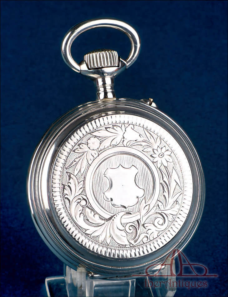 Reloj de Bolsillo de Plata Antiguo. Murillo. Suiza, circa 1890