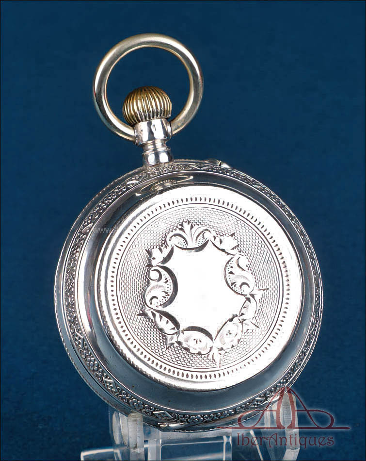 Reloj de Bolsillo Antiguo de Plata Maciza, Firmado Mazzantini, Suiza ca. 1890