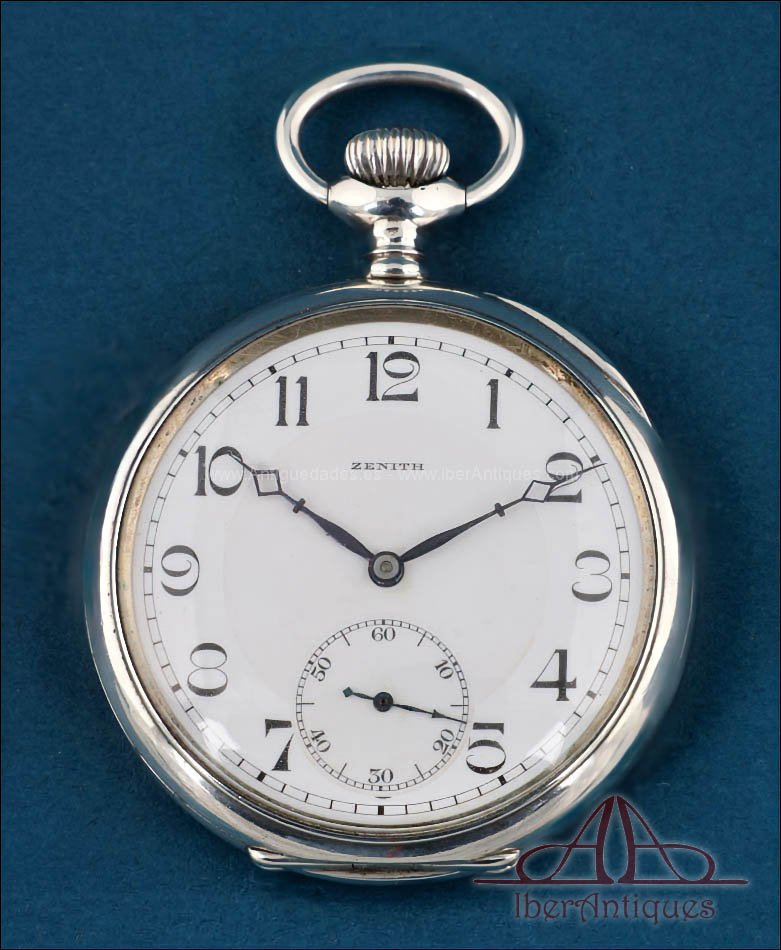 Antiguo Reloj de Bolsillo Zenith de Plata. Suiza, 1905