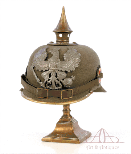 Casco Pickelhaube Ersatz. Fieltro. Ejército Imperial Prusiano. 1914