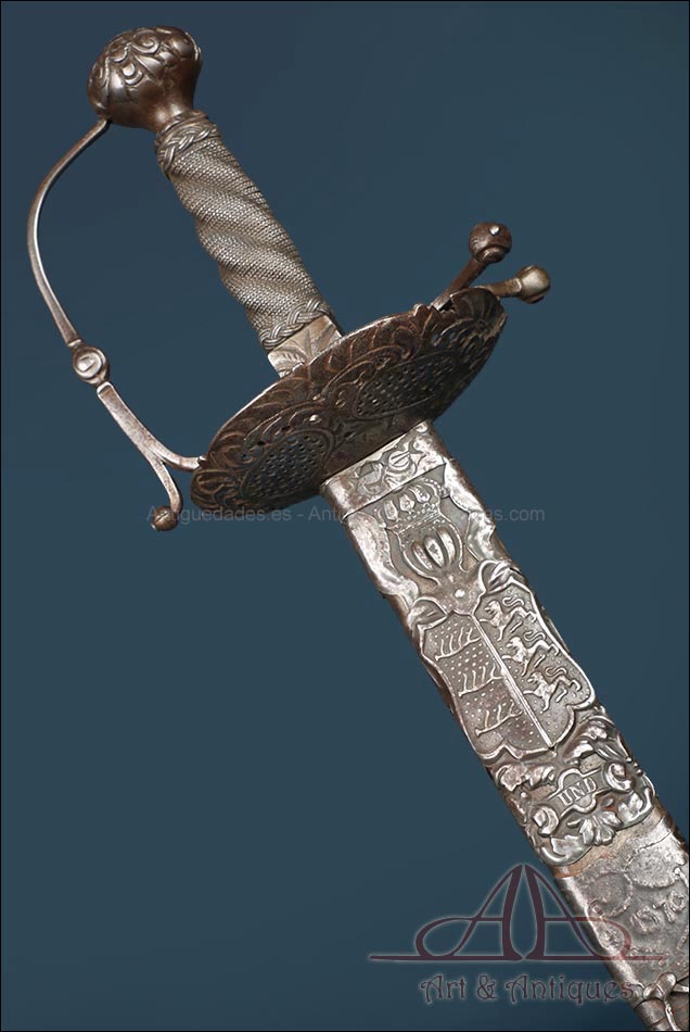 Antigua Espada Alemana de Wurtemberg. Siglo XVIII, Circa 1750