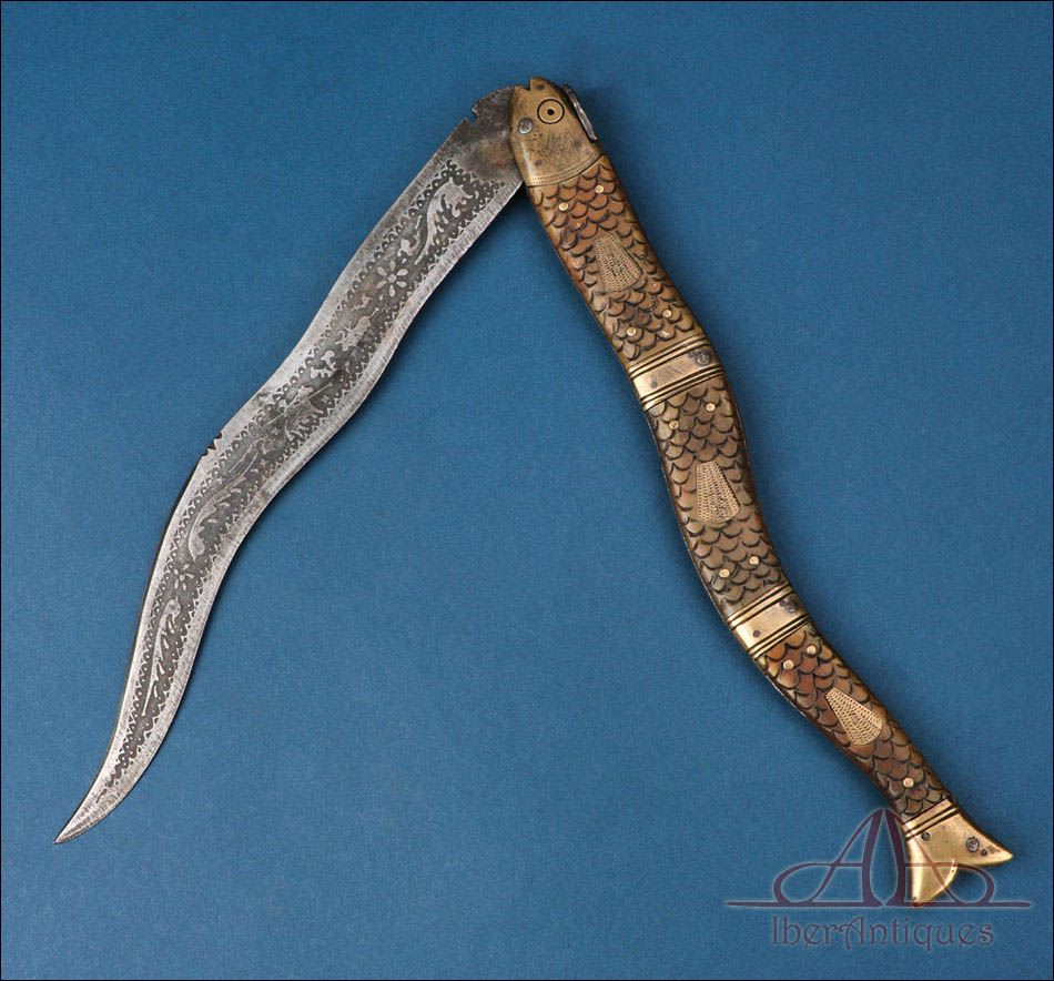 Antigua navaja española en forma de pez siglo XIX