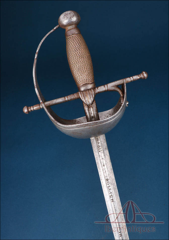 Antigua espada española de barquilla. Siglo XVII