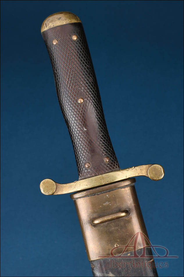 Machete Antiguo de Zapador Modelo 1878. Suiza, hoja dentada y vaina