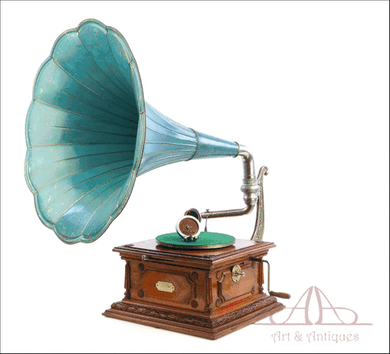 Antiguo Gramófono Pathephone nº 12. Con 2 Reproductores. Francia, 1910