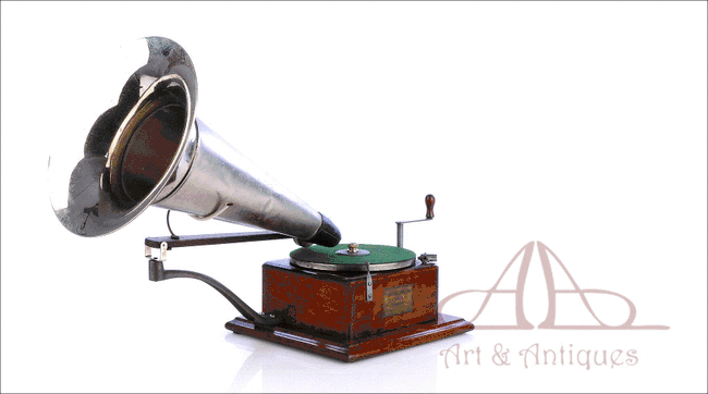 Antiguo Gramófono Berliner Modelo 3. Francia, 1895