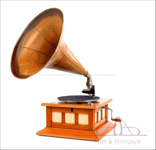 Gramófono de Trompeta Antiguo Triumphone. Suiza, Circa 1915