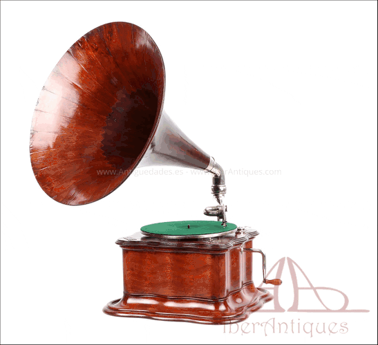 Antique Cesar Vicente Phonograph. In Mahogany. Barcelona, Spain, circa 1920