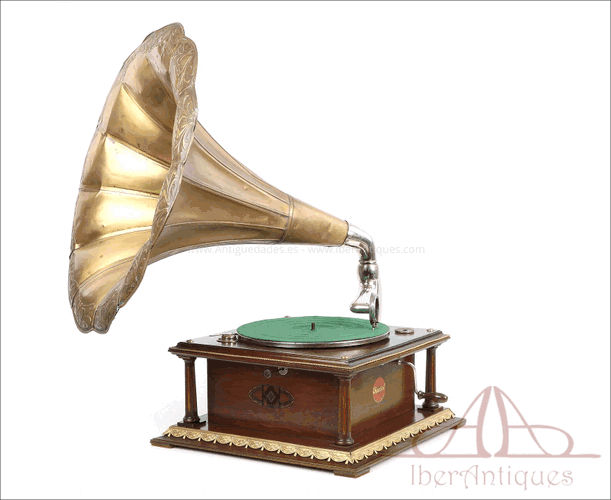 Antique Chantal Gramophone. Brass Horn. Belgium c. 1920