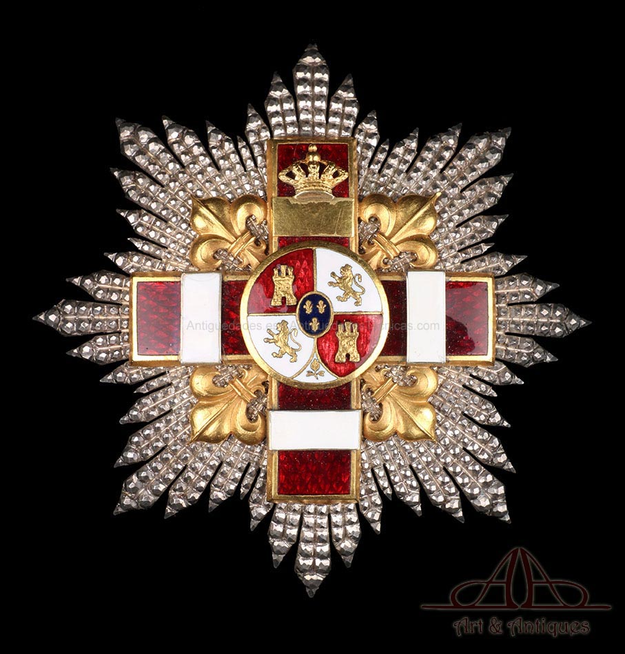 Placa al Mérito Militar Distintivo Rojo Pensionada. Alfonso XIII, Circa 1915